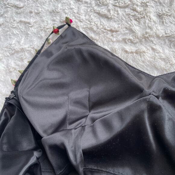 Cache silk rosette beaded slip dress prom gown ruffle formal cocktail floral M - Picture 10 of 16